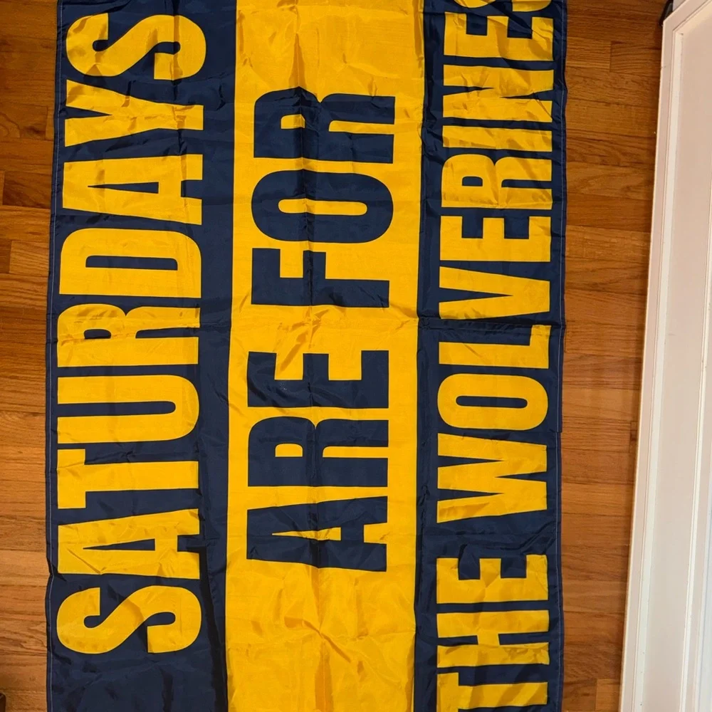 UMich Blue and Maize Wall Banner / Flag - Saturdays Are For The Wolverines